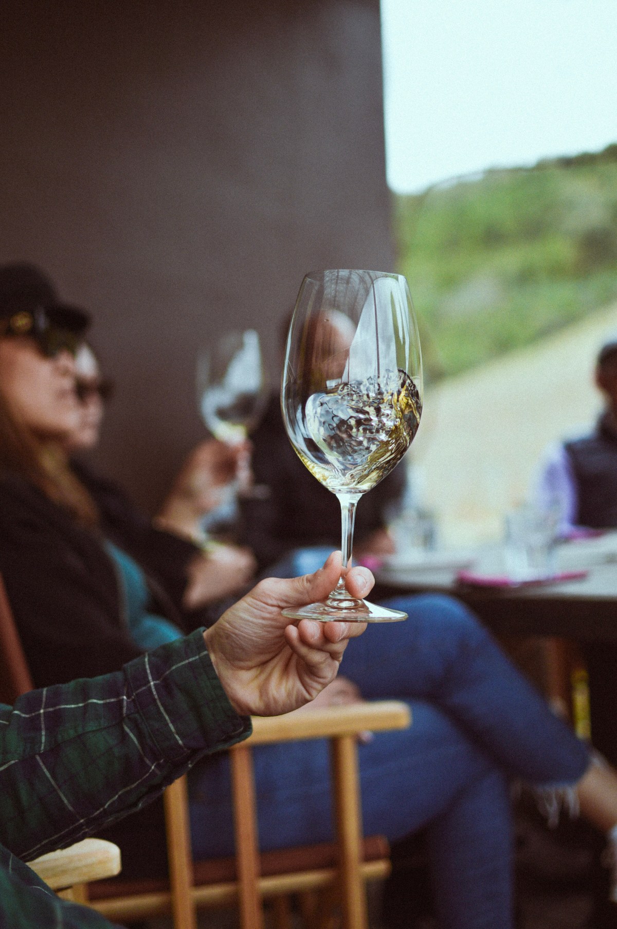 a person holding a glass of wine